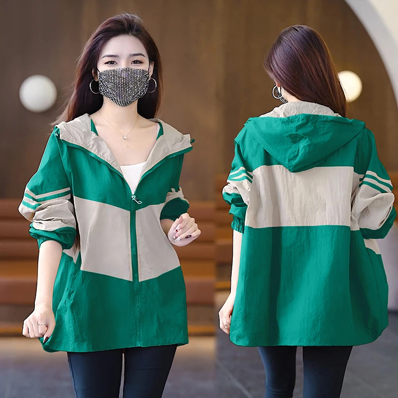 百搭防晒衣服女连帽2025夏季新款户外休闲薄款外套宽松大码空调衫