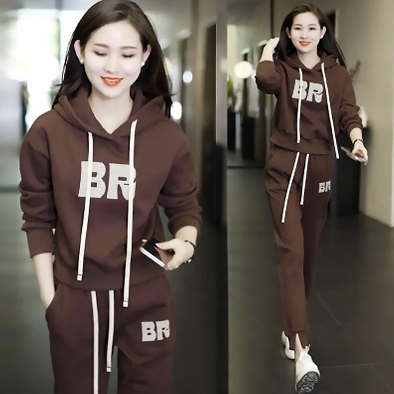 华棉春秋装运动服套装女时尚洋气2025新款休闲宽松减龄卫衣两件套