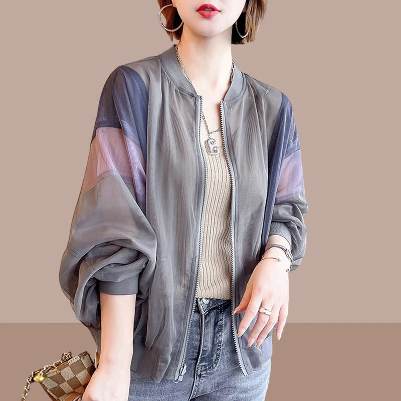 夏季防晒衣服女2025年薄款新款韩版宽松拼色百搭防晒衫外套ins潮