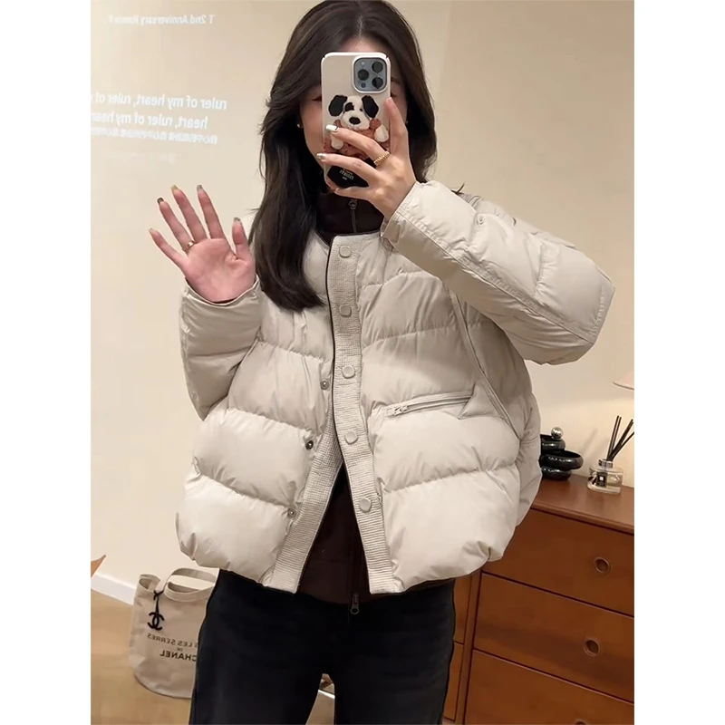 韩版短款棉服女2026年秋冬季新款时尚圆领宽松小个子防风保暖外套