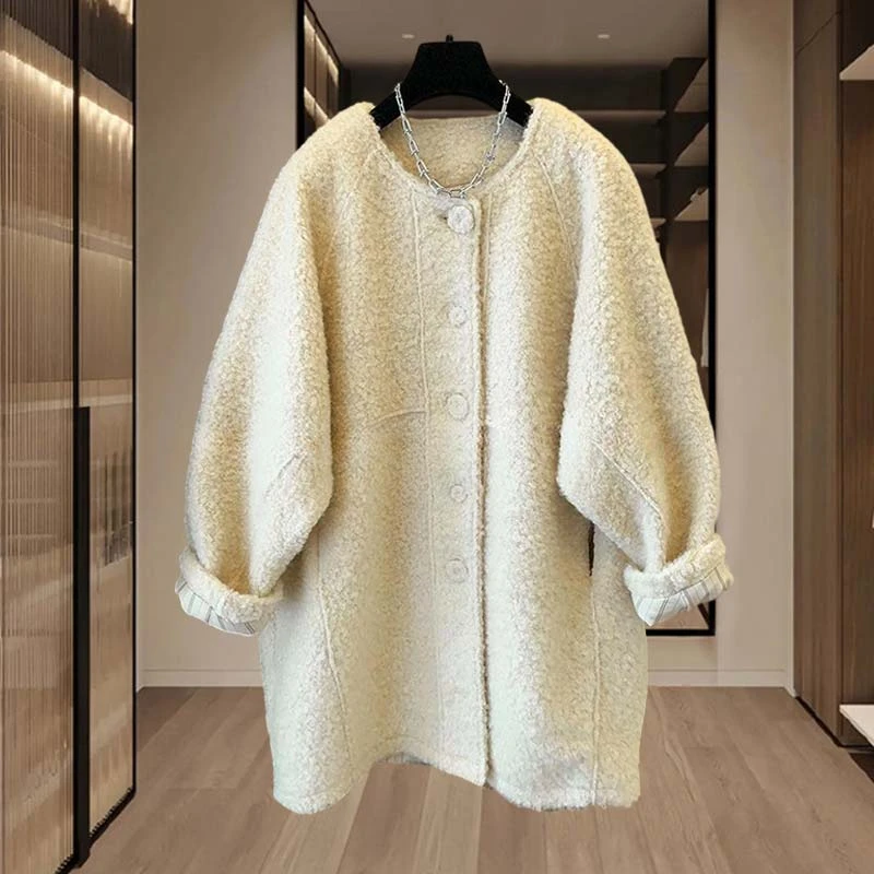 高级感气质宽松保暖外套女2025年秋冬季新款韩版设计感中长款上衣