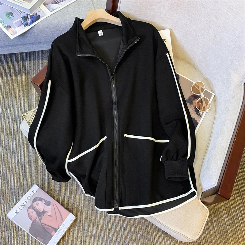 韩版宽松显瘦时髦休闲外套2025春秋新款胖妹妹大码女装小众棒球服