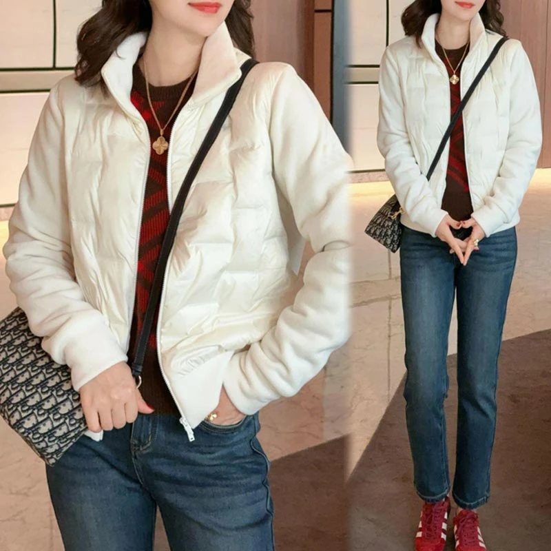 2025年秋冬季新款韩版拼接减龄洋气小个子女士设计感时尚棉衣外套