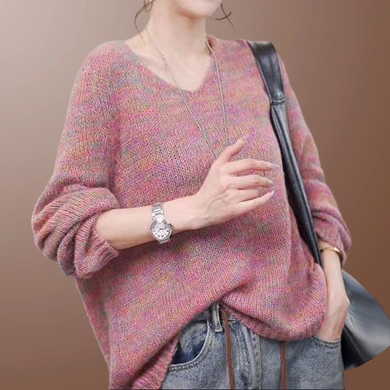 大码长袖针织毛衣女春秋季百搭2025新款爆款时尚洋气宽松显瘦上衣