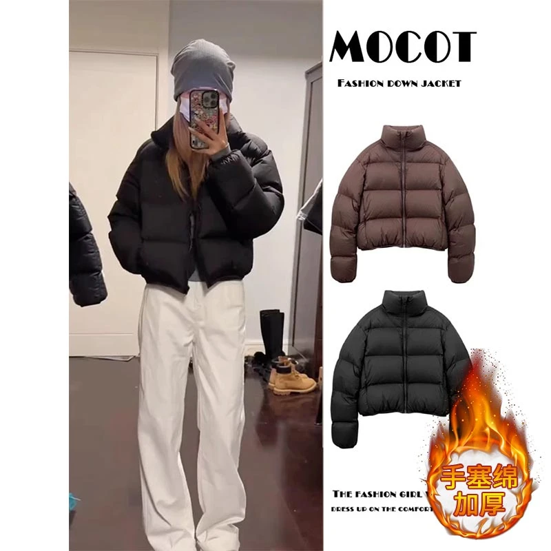 小个子纯色短款棉服女2025年秋冬季新款韩版加厚立领洋气面包服潮