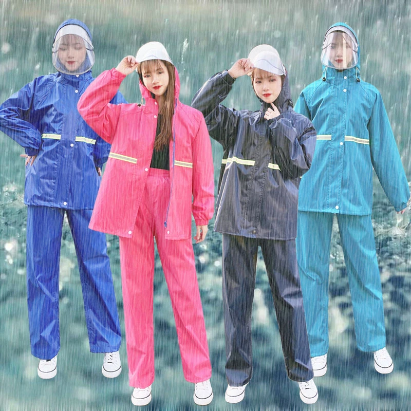 远遁雨衣雨裤套装女式成人户外骑行分体双帽檐男款全身防暴雨防水