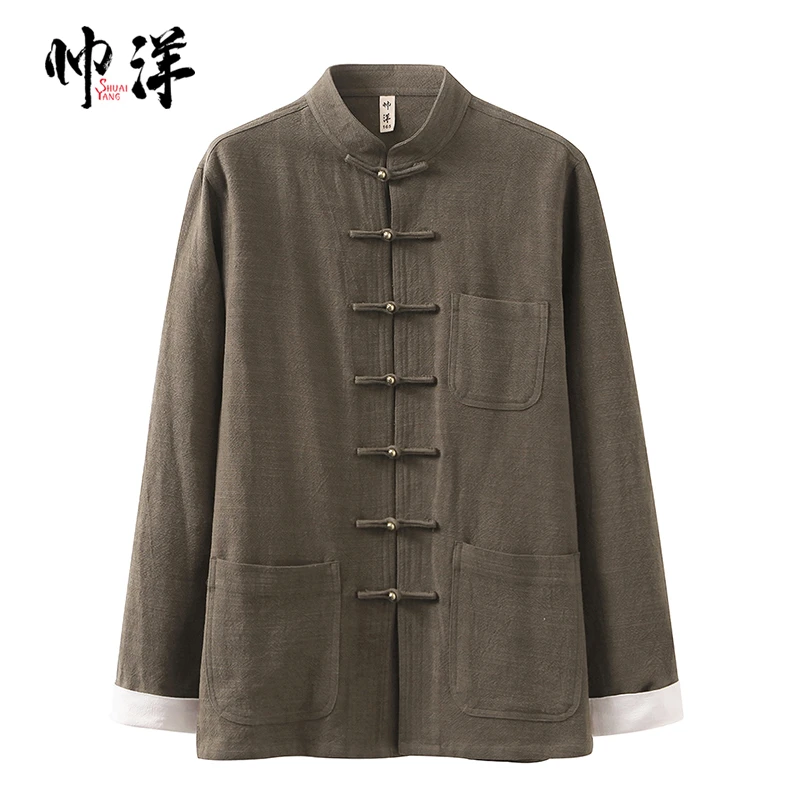 【断码清仓】唐装男士春秋季中老年人休闲盘扣外套中国风复古汉服