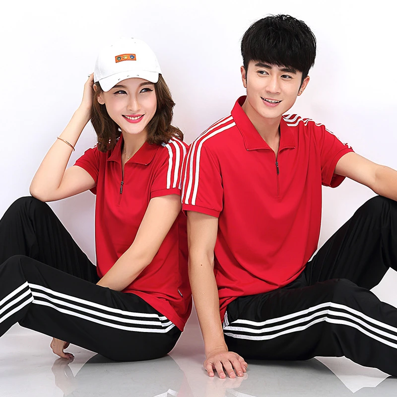 奥米达夏季佳木斯健身操服男女短袖套装中老年广场舞运动服团体服