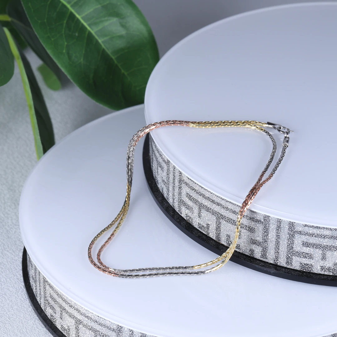 链子925银 【汪氏珠宝】S925银三色蛇骨链 45cm