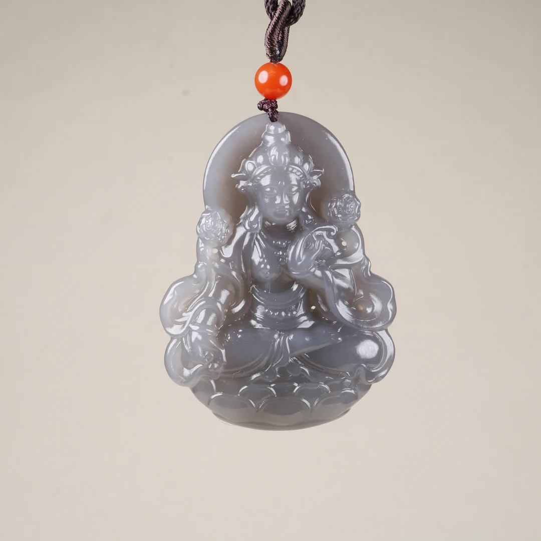 【飾上】和田玉F029 青海料烟紫度母挂件 1262多样发其一