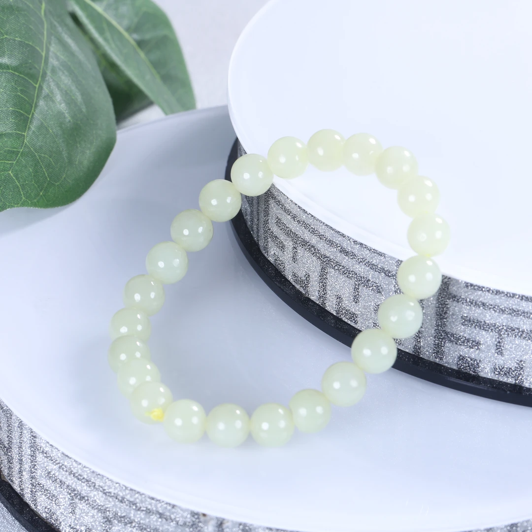 【汪氏珠宝】和田玉素圈黄口手串 约8-9mm L 5848-F031