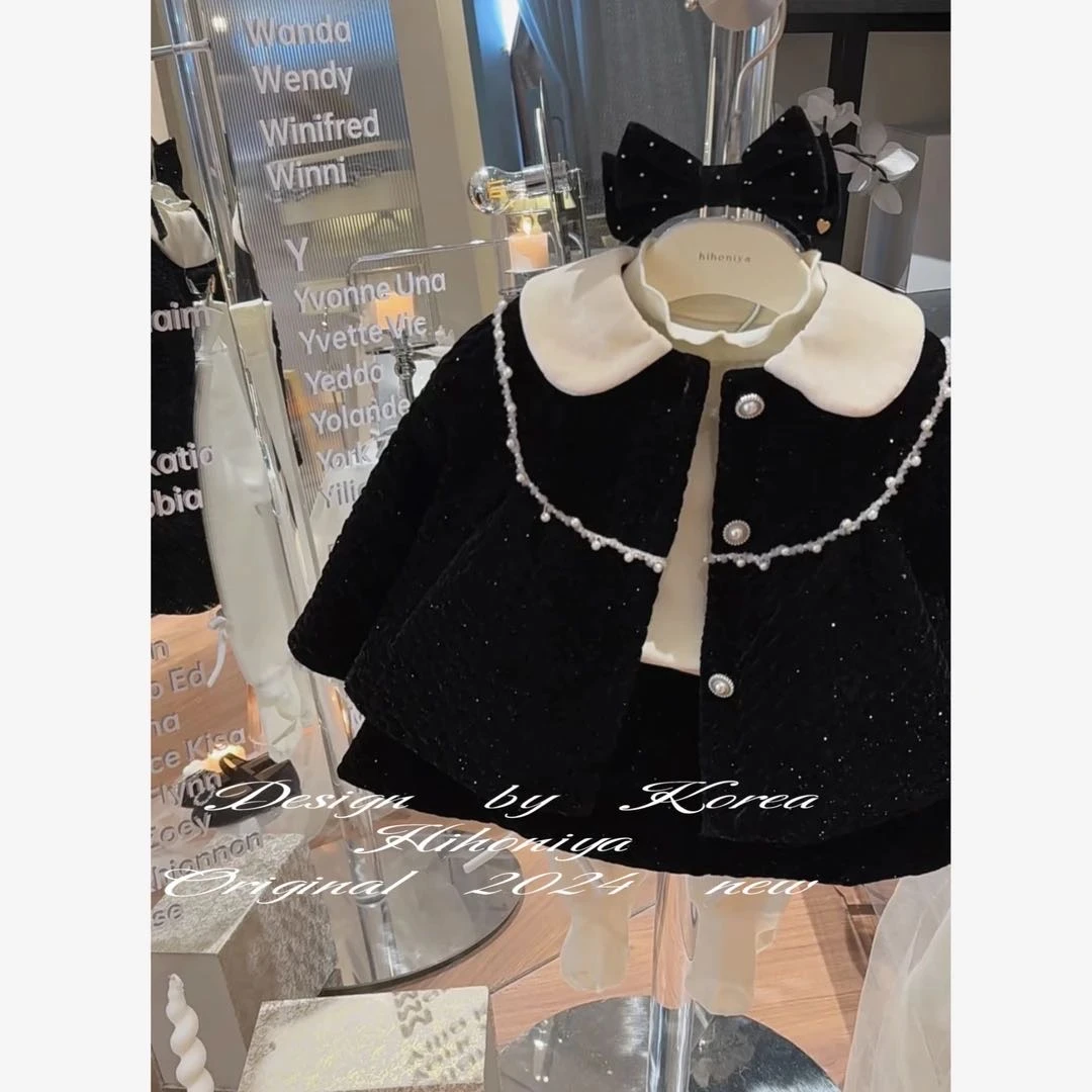 【泡芙baby】年服2024秋冬新款宝宝小香风韩版娃娃领套装