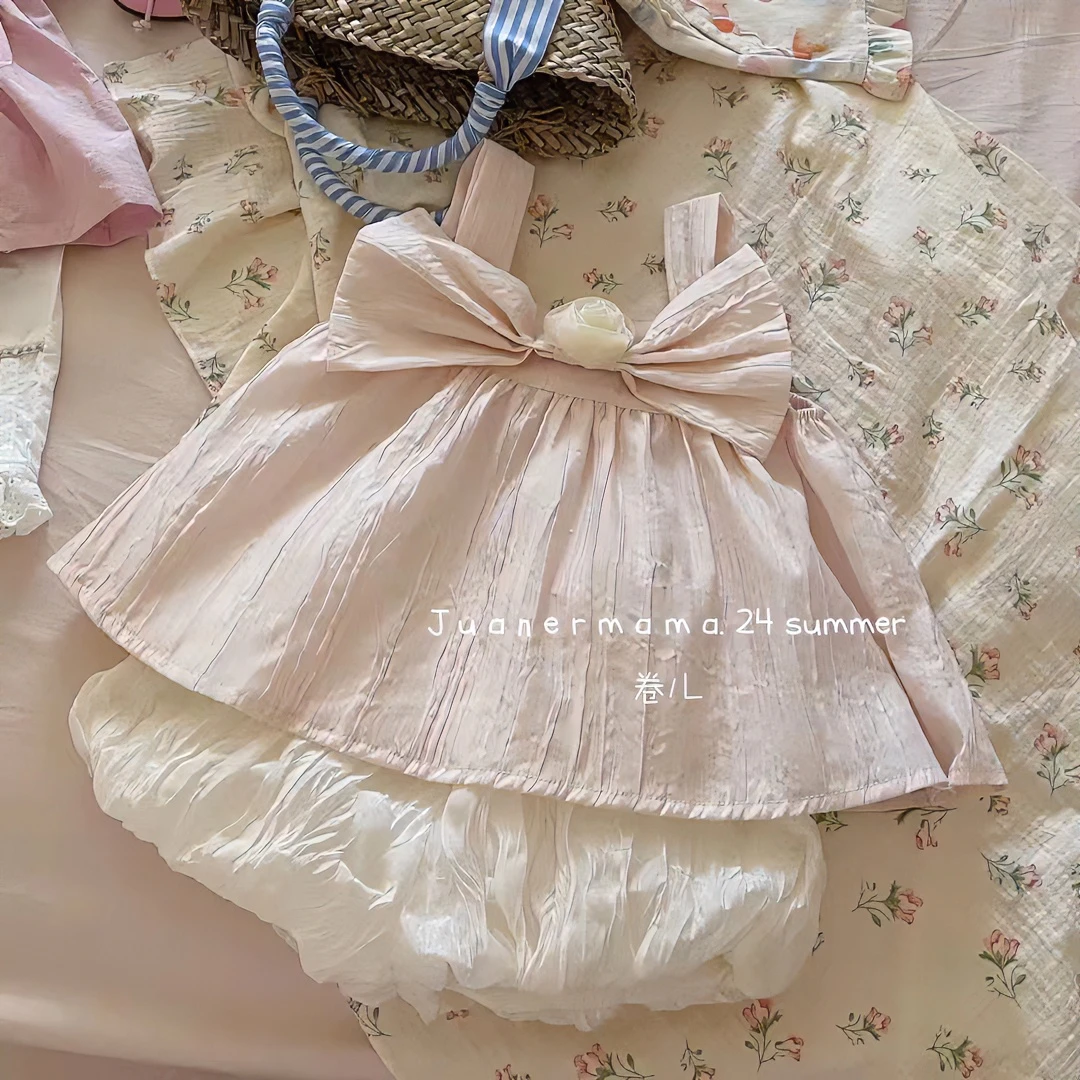 【现】女鹅的夏日甜妹穿搭韩系女童花苞吊带衫公主女宝宝花苞短裤