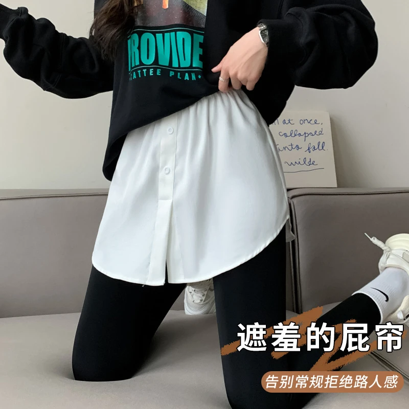 宽松屁帘卫衣鲨鱼裤女打底内搭神器显瘦半身裙下摆遮屁股大码外穿