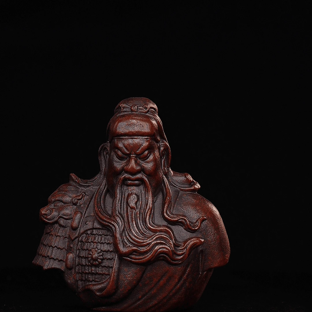 宜兴原矿紫砂茶宠 紫色半身关公