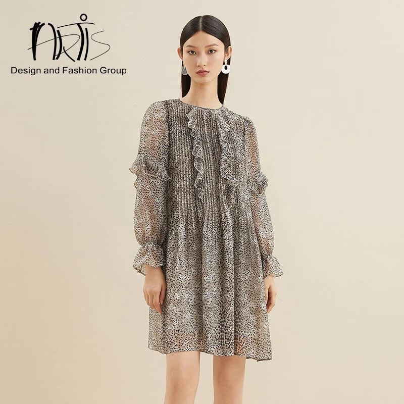 ARTIS女装 韩国面料豹纹印花连衣裙AR5217082-195
