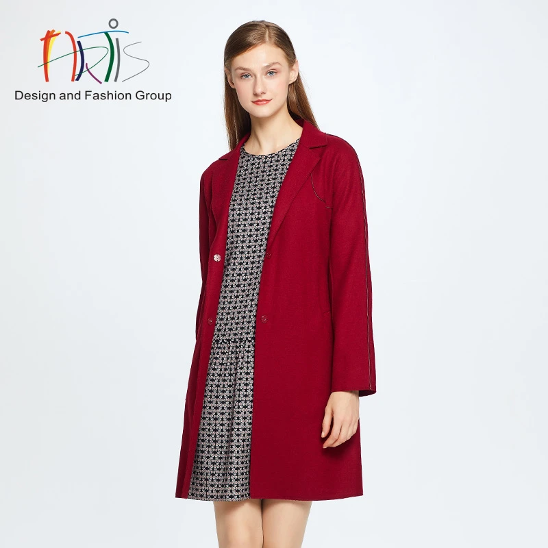 ARTIS雅迪斯女装商场同款 酒红色优雅长外套4312019-431179