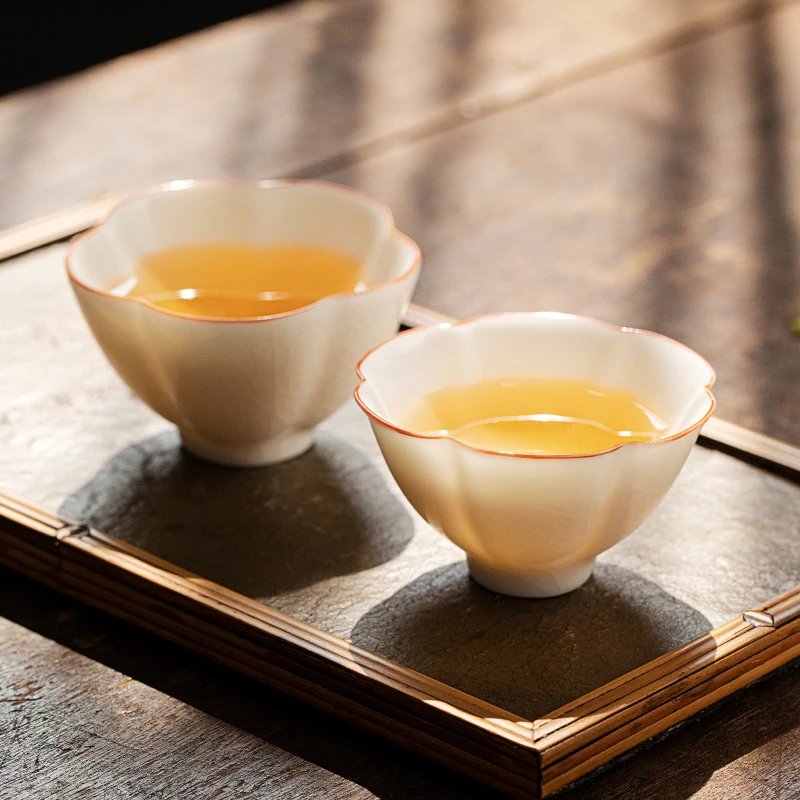 月白陶瓷茶杯功夫茶具高级家用高端女士个人专用喝茶杯高档单杯