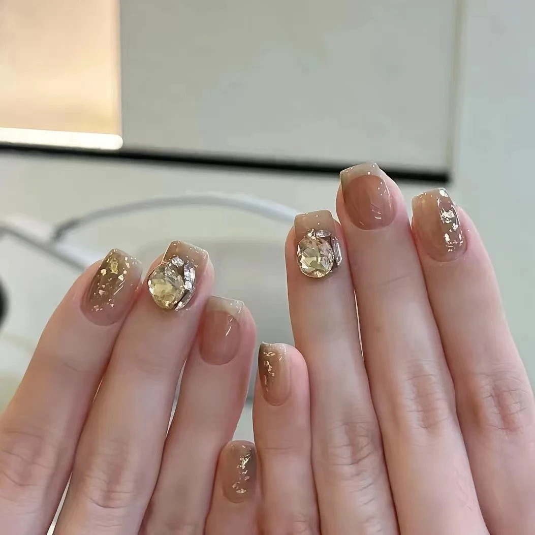 【金箔小钻】波格利手工穿戴甲 爆闪美钻 法式