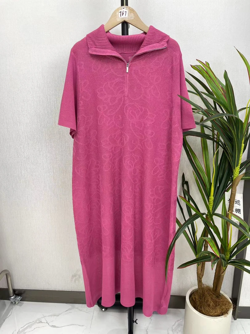 959 麦麦家夏季新款 时尚减龄刺绣显瘦针织大码女装轻薄连衣裙