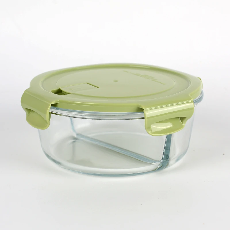 圆型分格带饭饭盒居家高硼硅玻璃防漏一只装