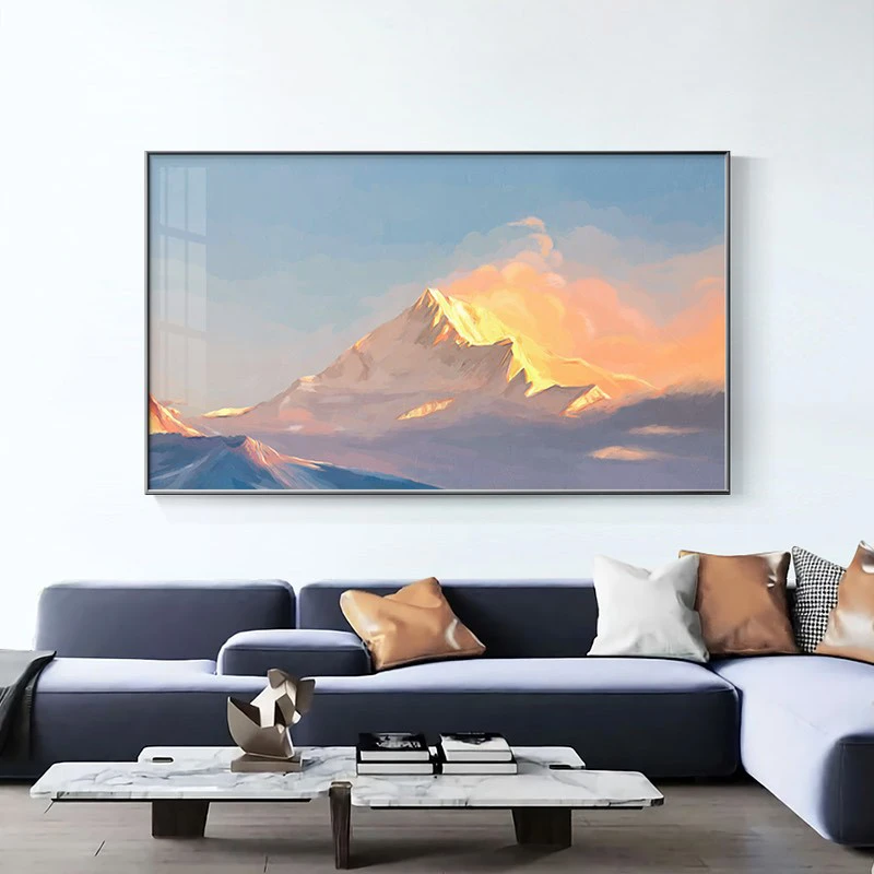 高级感轻奢日照金山客厅装饰画沙发简约办公室大气横版壁画挂画