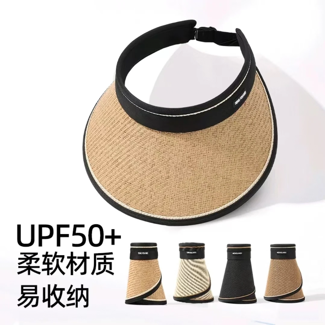 UPF50+大帽檐夏季骑车防紫外线空顶防晒帽女uv太阳帽子遮阳帽遮脸