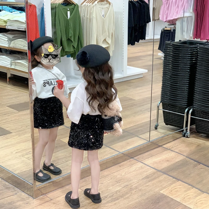 RT2831韩版童装夏季新款女童时髦字母短袖T恤网红