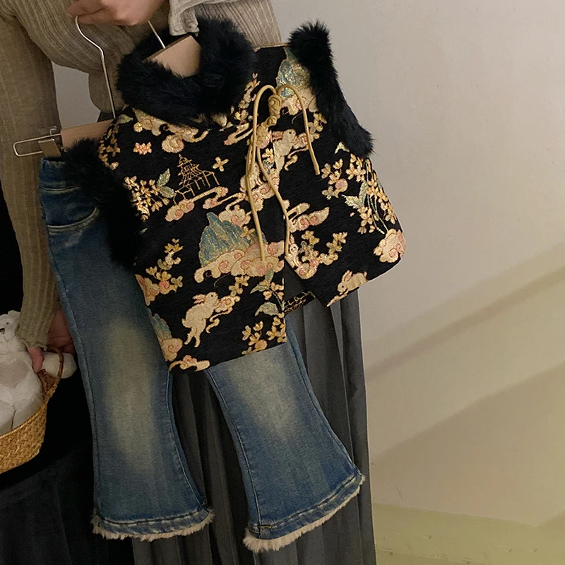 R23713冬季新款儿童重工刺绣设计感复古马甲背心