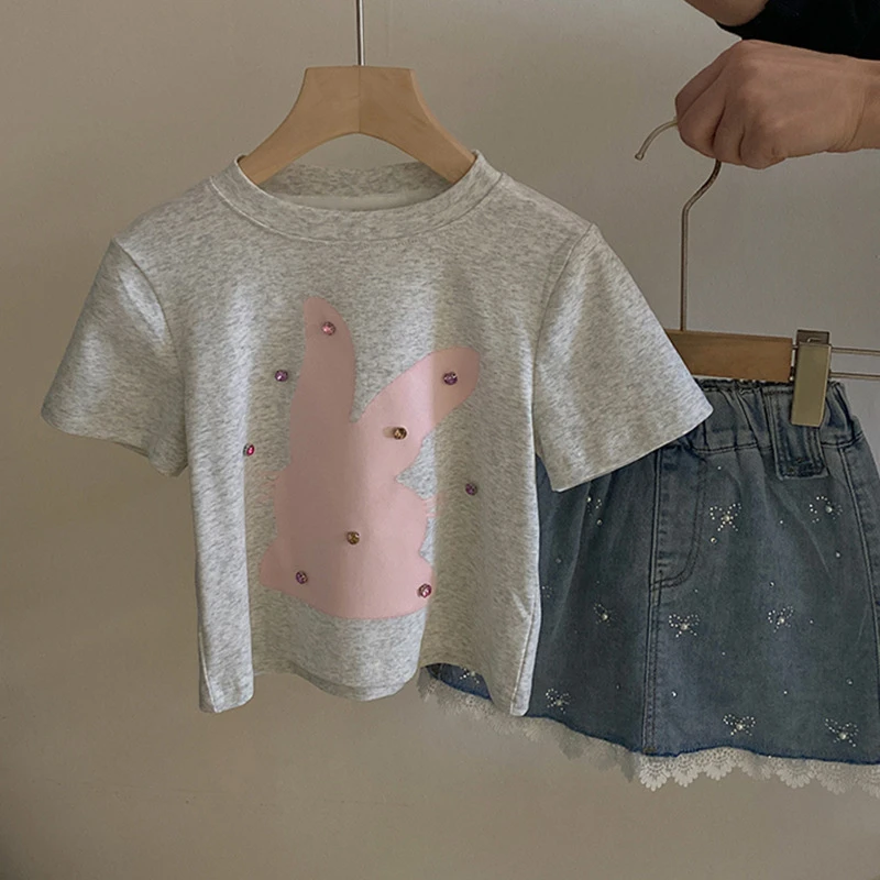 R24210韩版甜美烫钻蝴蝶结牛仔短裙