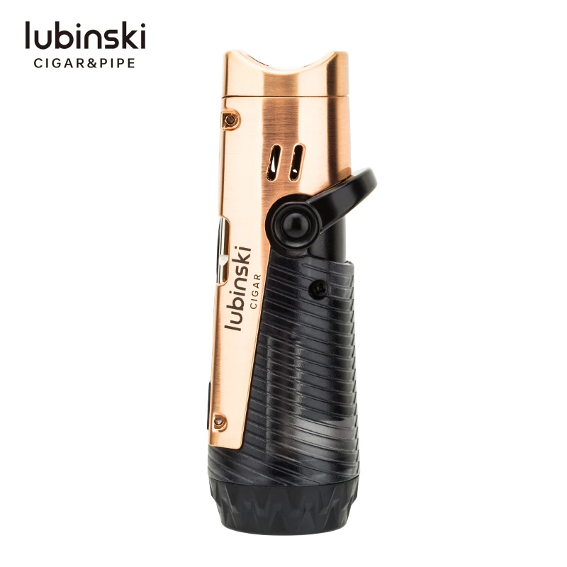 LUBINSKI雪茄打火机单直冲金属多功能带开孔器通针烟托架便携点烟