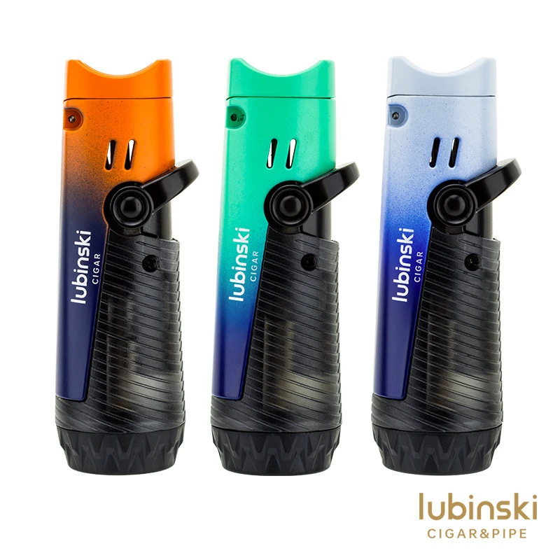 LUBINSKI鲁宾斯基雪茄打火机带烟托蓝焰双直冲防风便携雪茄打火机