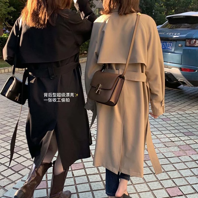 自留推荐小个子中长款风衣外套女黑色春秋新款法式气质大衣