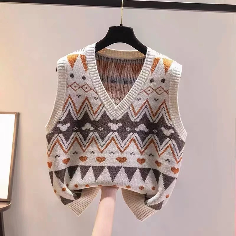 品牌折扣女装剪标专柜撤柜正品v领针织马甲背心宽松毛衣马夹秋冬