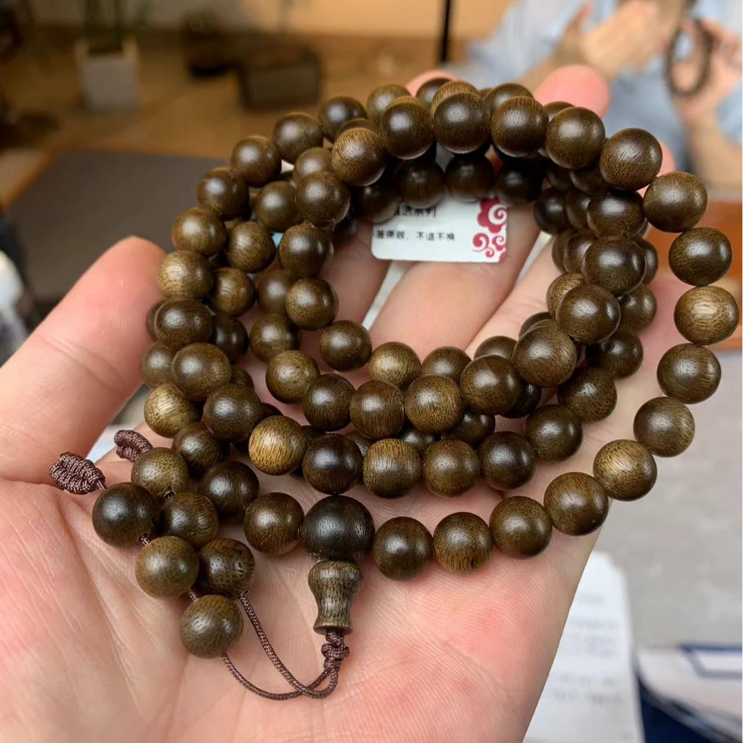 海南黎母山白奇楠0.8*108颗沉香手串多圈