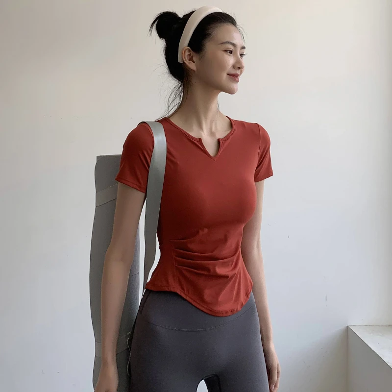 Janemo/茧墨V领速干短袖t恤 休闲运动高弹舒适时尚百搭