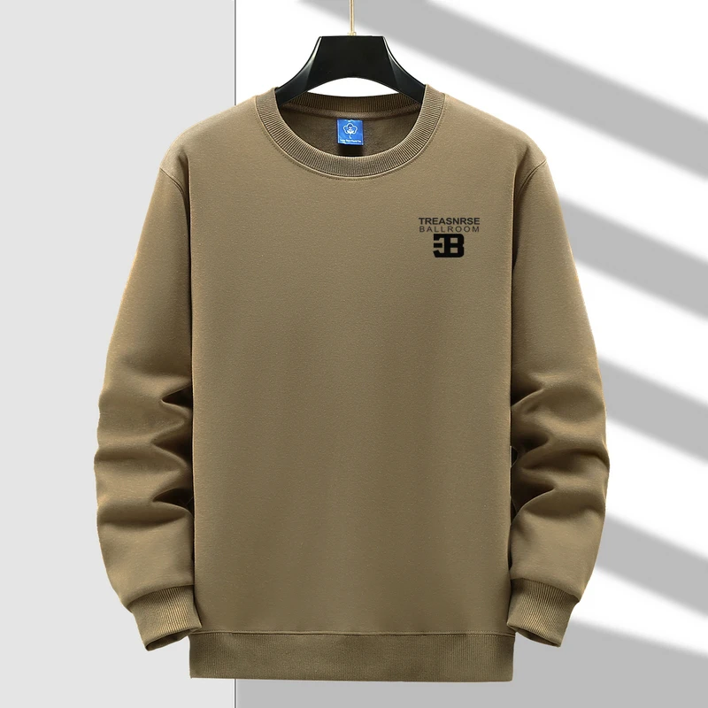 秋冬季新款男士时尚圆领宽松卫衣加绒加厚潮流休闲百搭套头长袖