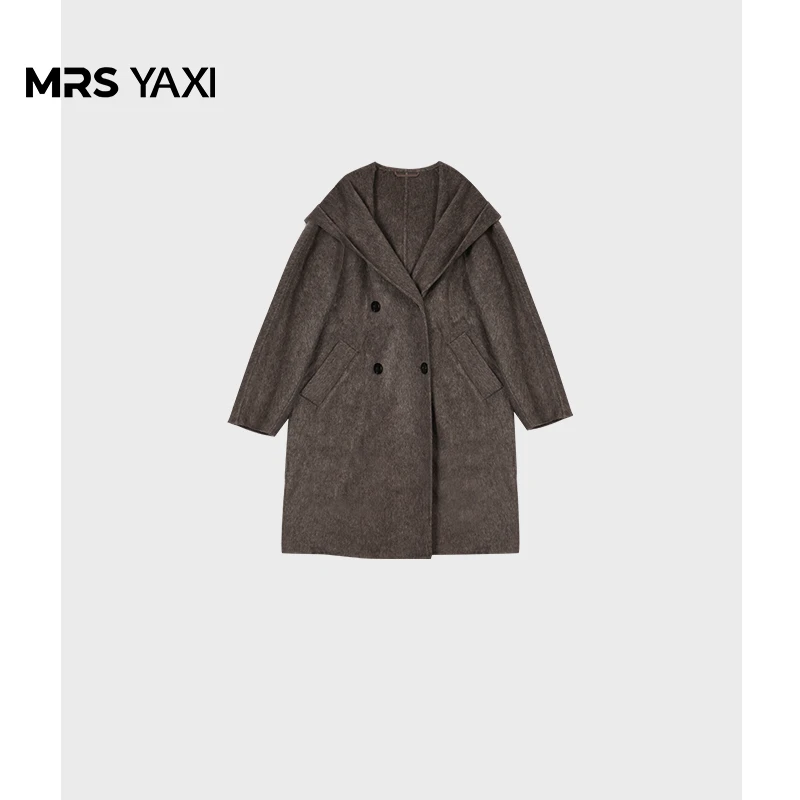 Mrsyaxi连帽中长款双面呢外套YX082501