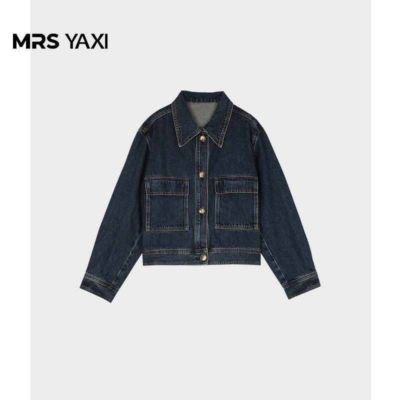 Mrsyaxi短款水洗宽松休闲牛仔短外套YX081523