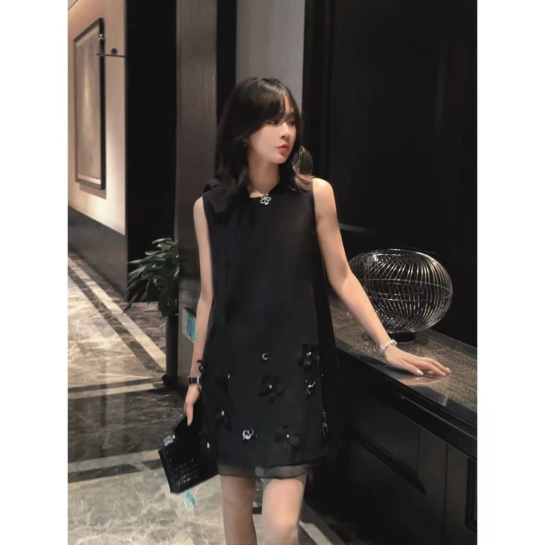 Mrsyaxi原创气质飘带无袖连衣裙YX4050301