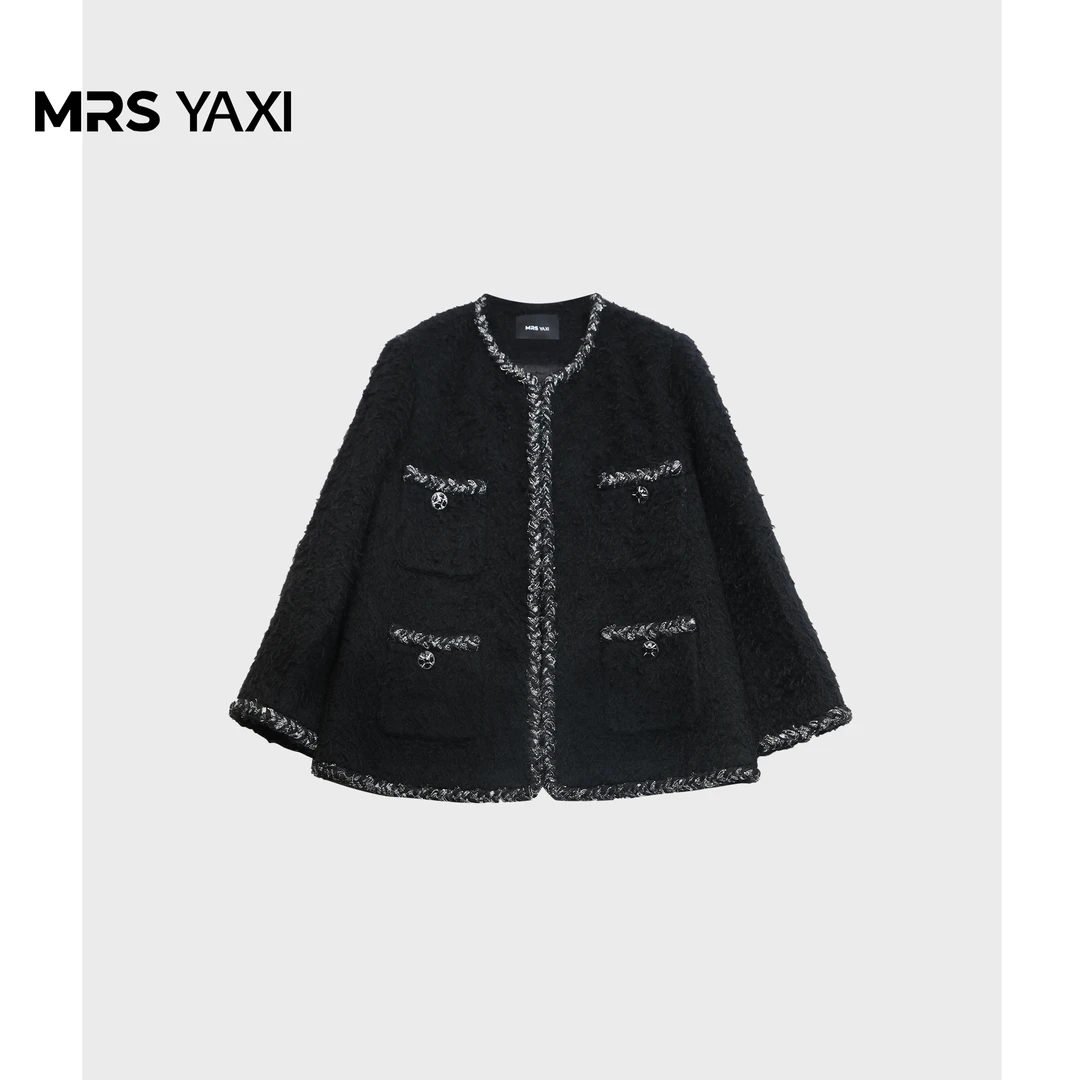 Mrsyaxi经典马海毛小香风宾霸内里短款外套YX4092009