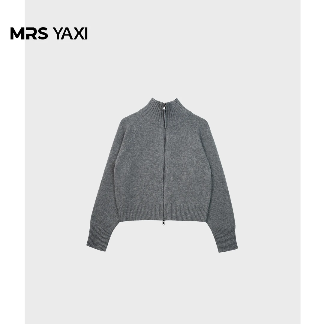 Mrsyaxi半高领简约拉链毛衣开衫YX4112015