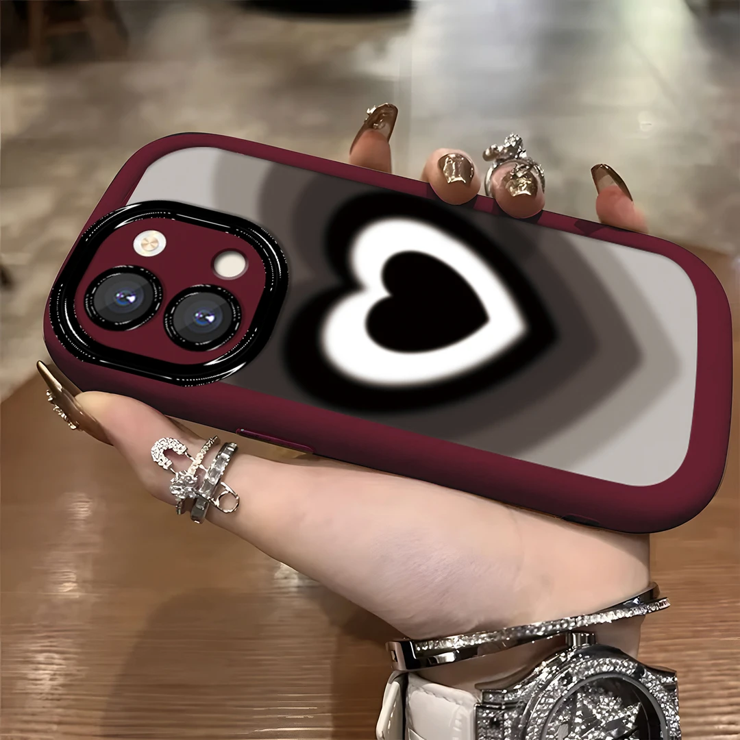 适用于【OPPO】Reno9/Pro黑白渐变爱心简约防摔硅胶手机壳