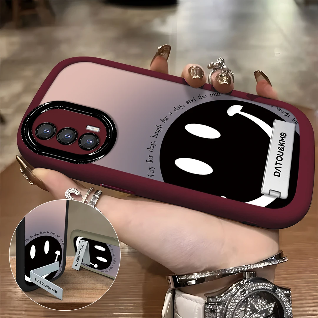 适用于【VIVO】IQOONEO5粉紫渐变笑脸简约创意全包硅胶手机壳