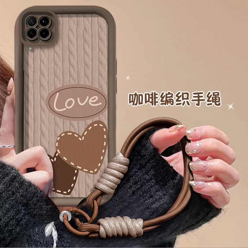 适用于【华为】Nova6SE棕色双爱心时尚天眼阶梯防摔创意手机壳