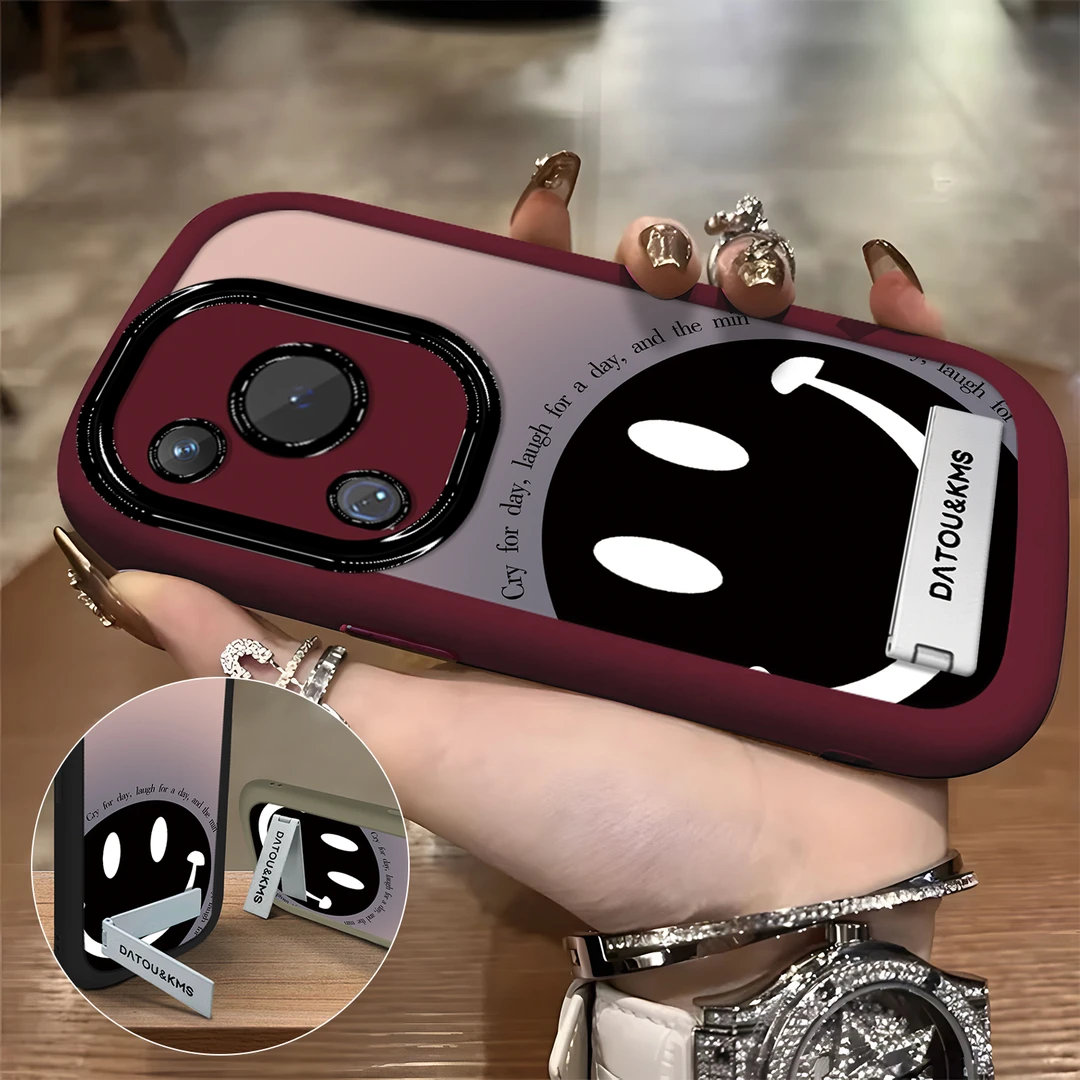 适用于【华为】P70粉紫渐变笑脸简约创意全包硅胶手机壳