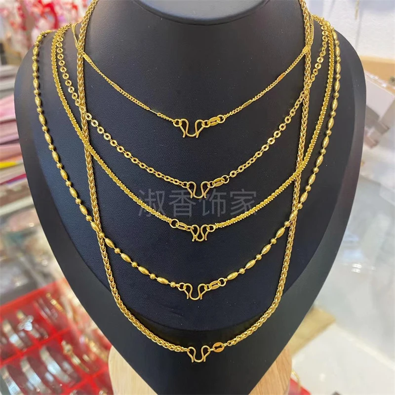 钛钢项链 不褪色M扣素链条压花百搭满天星龙骨肖邦久戴不掉色项链