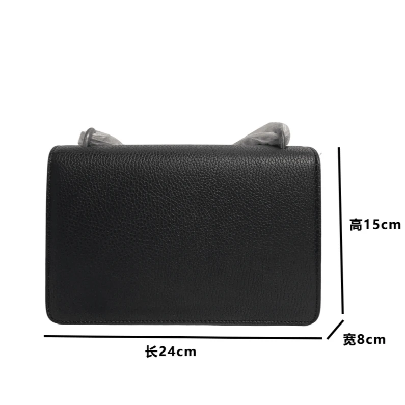 （A086）2024时尚新款高级百搭斜挎单肩腋下酒神链条包黑色