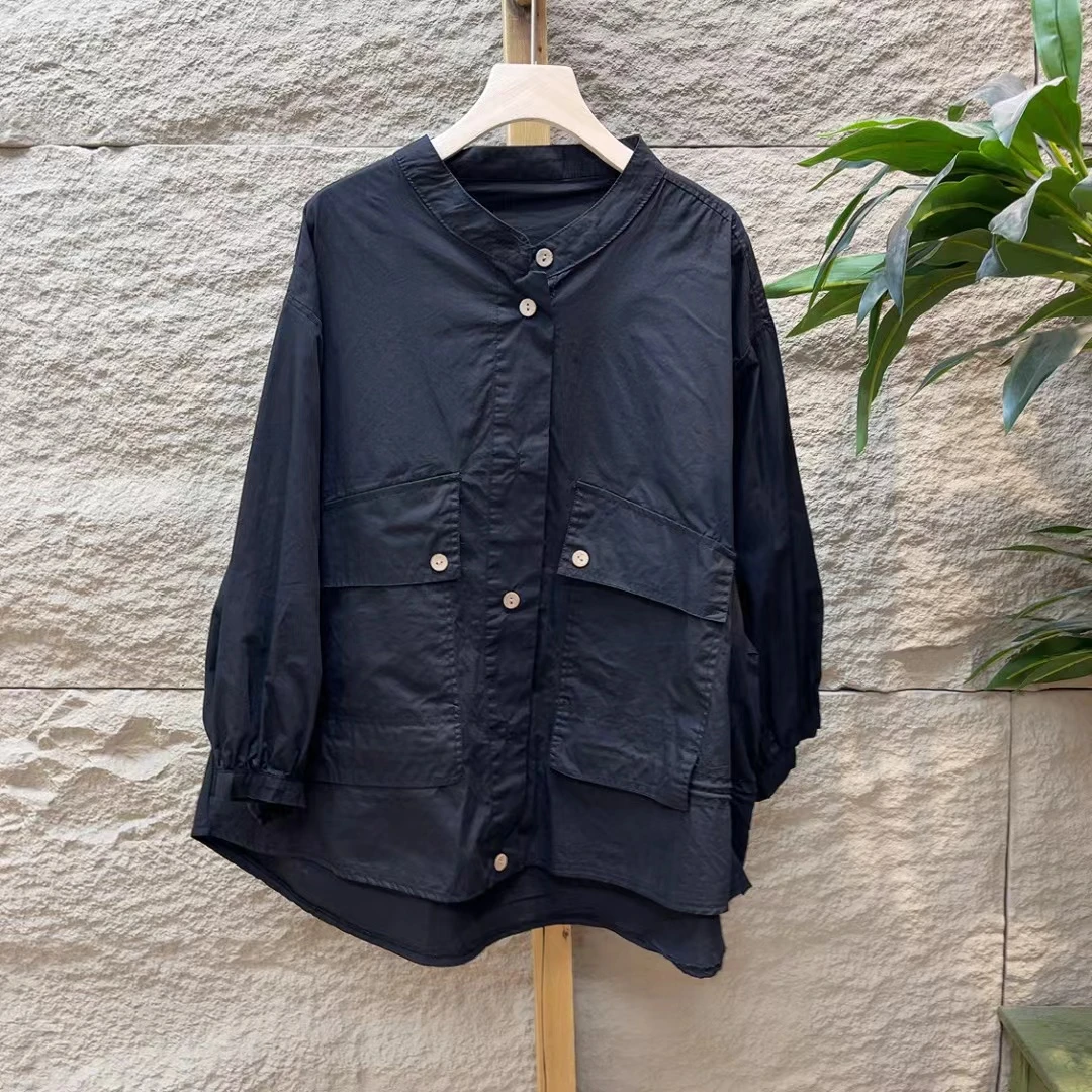 5423新款秋季休闲百搭宽松时尚中长款衬衫外套