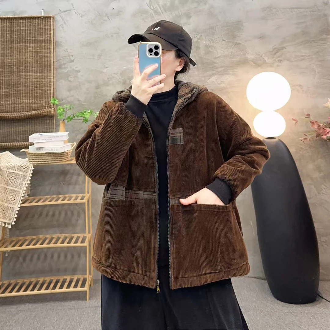 7857新款加厚秋冬时尚休闲百搭减龄连帽棉服